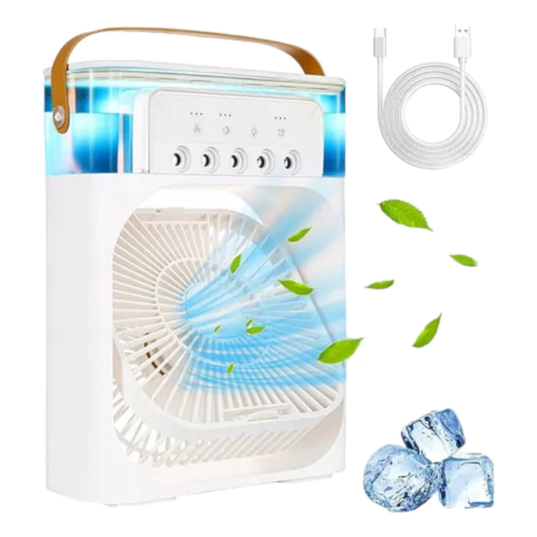 Mini Ventilador portátil 3 en 1 – Refresca y Humidifica