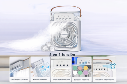 Mini Ventilador portátil 3 en 1 – Refresca y Humidifica